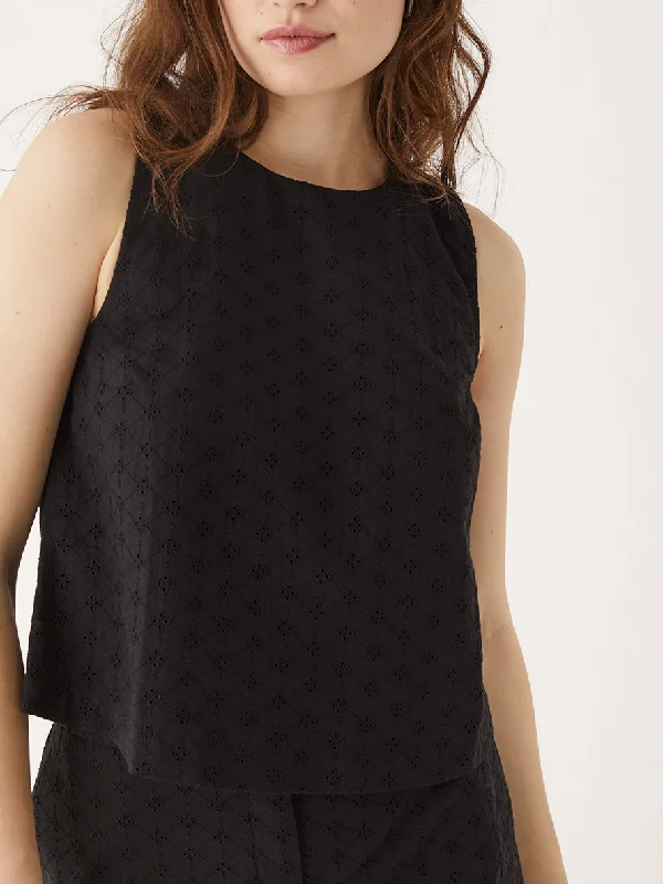 The Embroidered Shell Top in Black