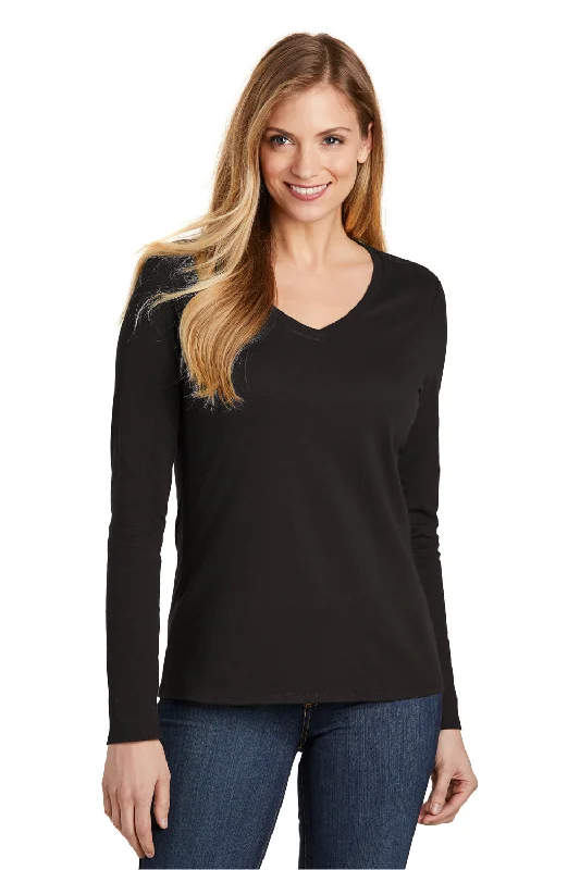 District Womens Very Important Long Sleeve V-Neck T-Shirts - Black