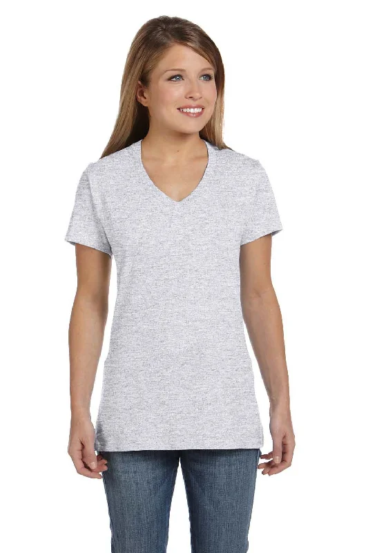 Hanes Womens Nano-T Short Sleeve V-Neck T-Shirt - Ash Grey