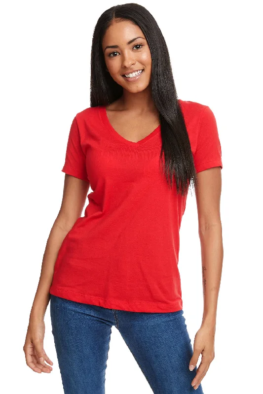 Next Level Womens Ideal Jersey Short Sleeve V-Neck T-Shirt - Red