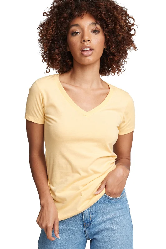 Next Level Womens Ideal Jersey Short Sleeve V-Neck T-Shirt - Banana Cream Yellow