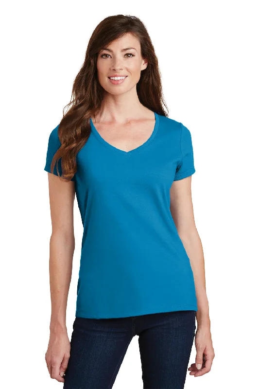 Port & Company Womens Fan Favorite Short Sleeve V-Neck T-Shirt - Sapphire Blue