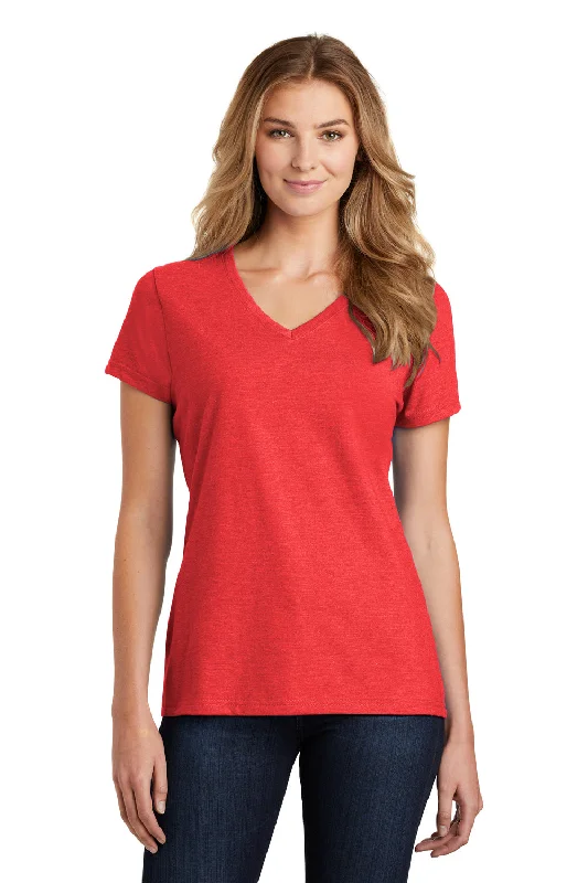 Port & Company Womens Fan Favorite Short Sleeve V-Neck T-Shirt - Heather Bright Red