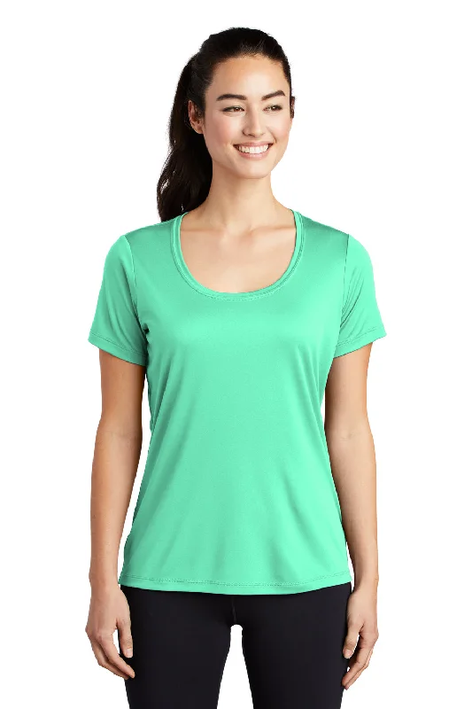 Sport-Tek Womens Moisture Wicking Short Sleeve Scoop Neck T-Shirt - Bright Seafoam Green