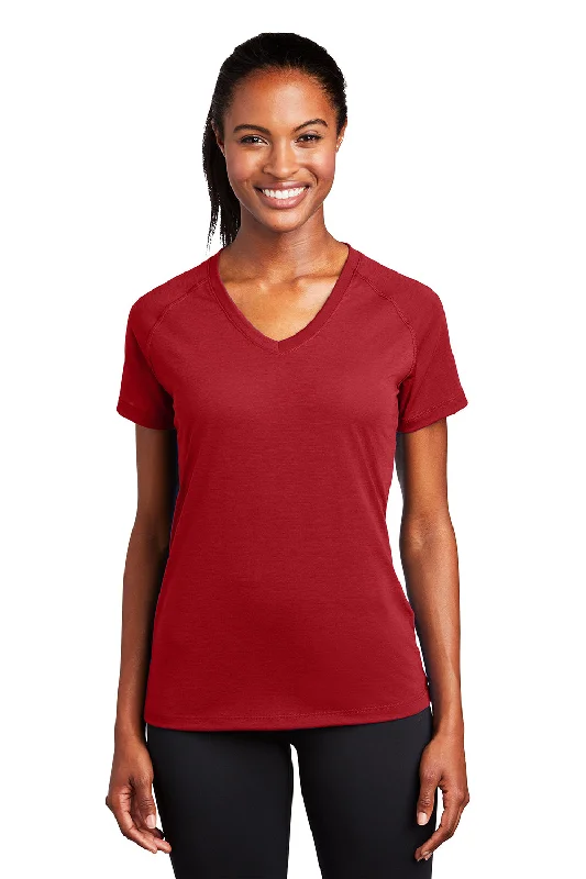 Sport-Tek Womens Ultimate Performance Moisture Wicking Short Sleeve V-Neck T-Shirt - True Red