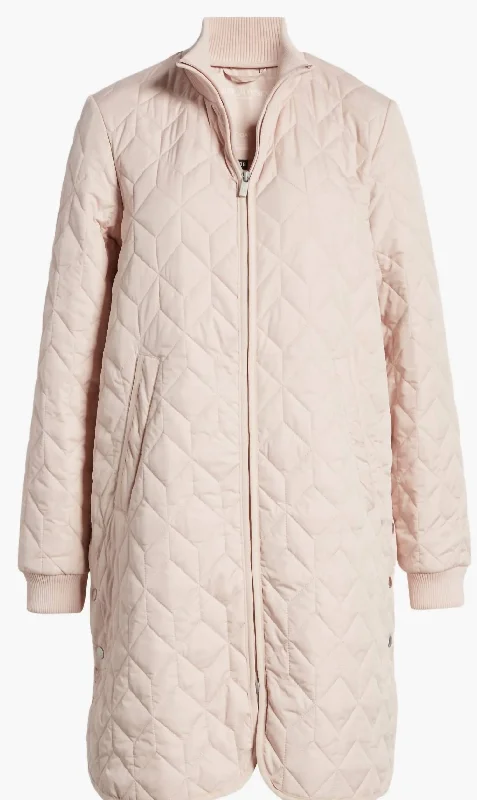 Art Padded Quilt Coat In Pale Pink