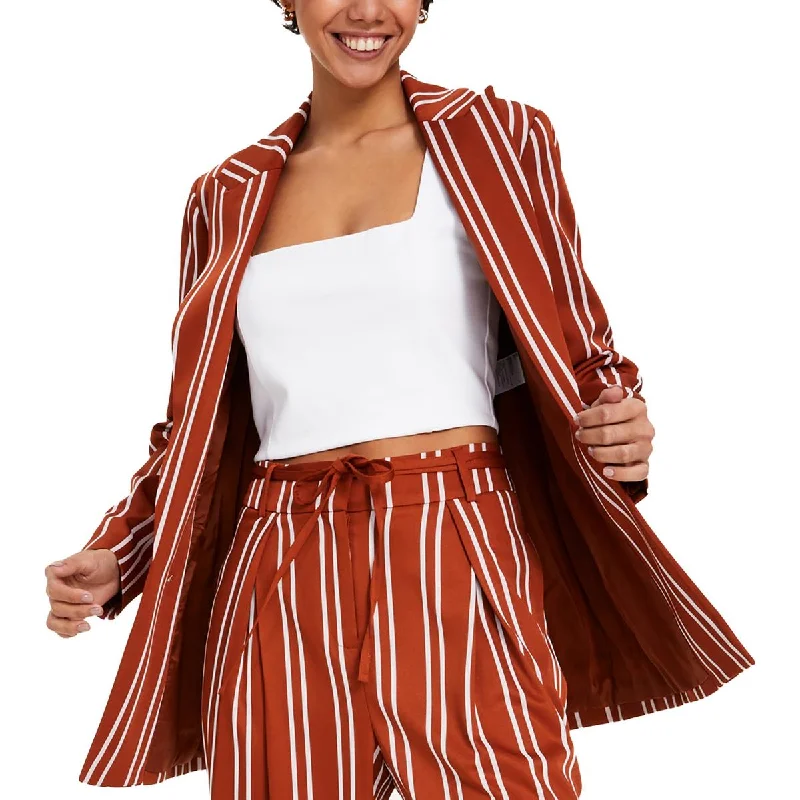 Bar III Womens Striped  Double-Breasted Blazer