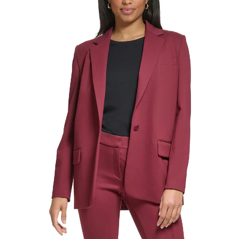 DKNY Womens Crepe One-Button Blazer