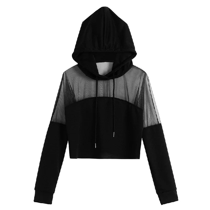 Drop Shipping Hoodies Women Long Sleeve Solid Patchwork Hooded Sweatshirt Female Casual Sportswear Outwear Plus Size WS&&40