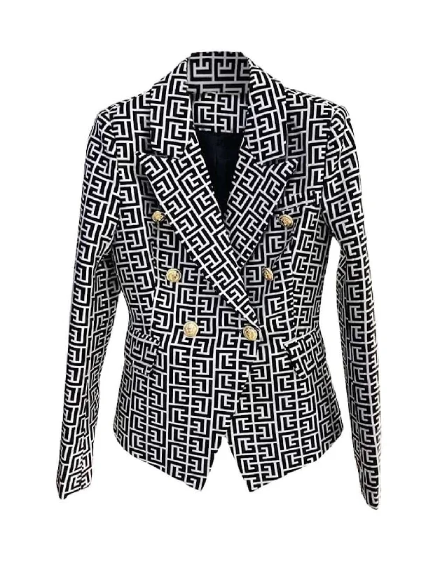 Geometrical Jacquard Patterned Blazer