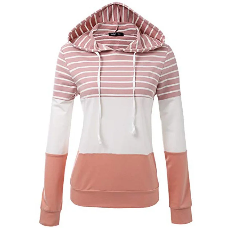 Hot Sale 2018 Fashion Women Winter Warm Hooded Sweatshirt Long Sleeve Striped Casual Coat Pullover Female Hoodies Dropship WS&&D