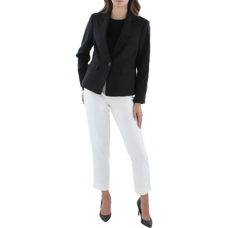 Le Suit Womens Petites Knit Long Sleeves One-Button Blazer