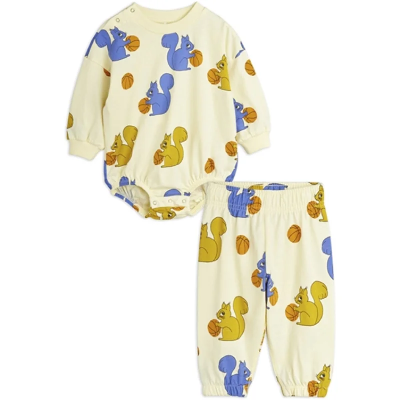 Mini Rodini Yellow Squirrels Aop Baby Set