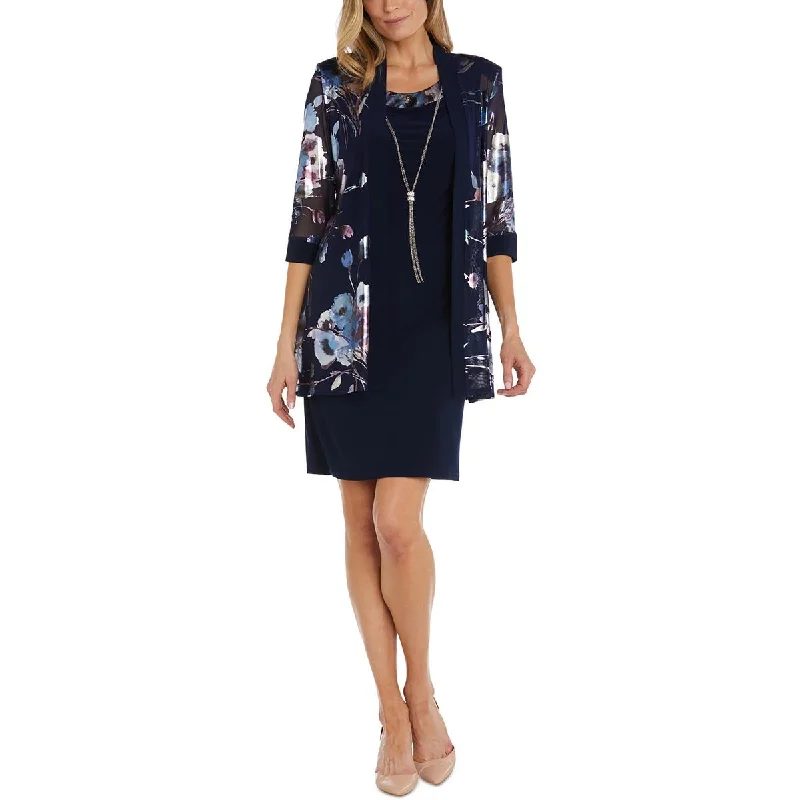 R&M Richards Womens Printed Mesh Duster Blazer