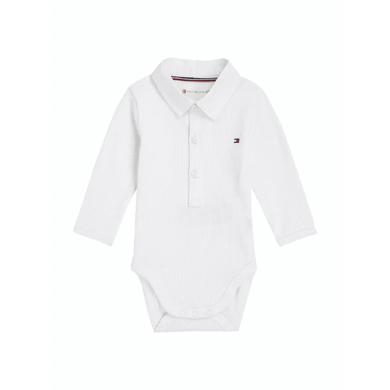 Tommy Hilfiger White Rib Bodysuit Ls Ls