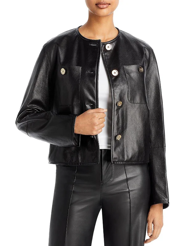 Womens Active Cropped Leather Jacket