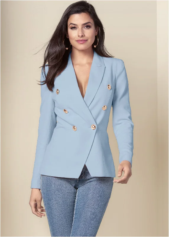 Double Breasted Blazer - Light Blue