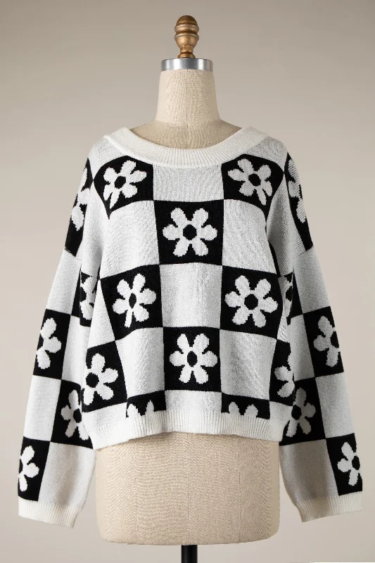 Checkered Daisy Sweater