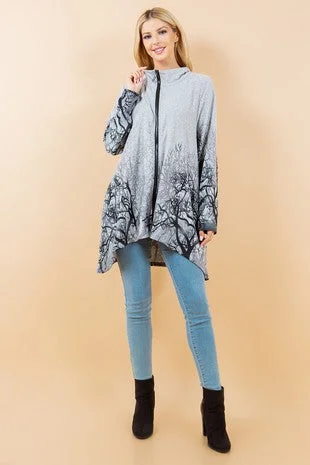 Winter Tree Zipper Sweater