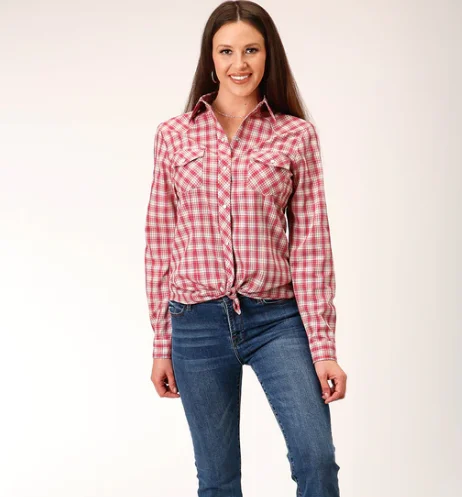 01-0050-0101-2003 Roper Wms Classic Red Plaid LS Shirt