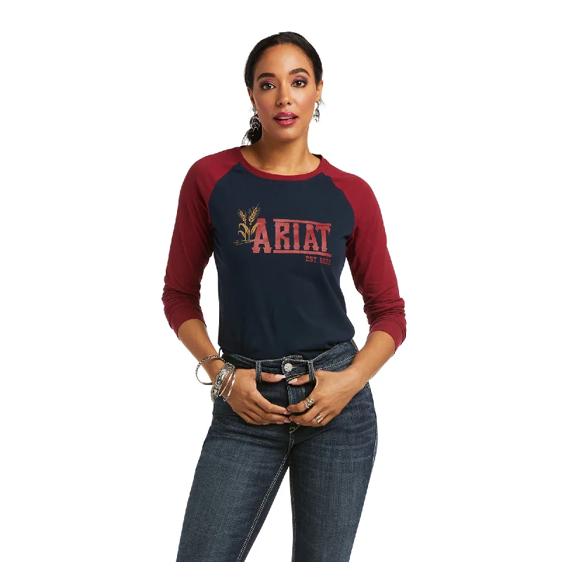 10038062 Ariat Women's REAL Graphic LS Tee Dark Sapphire