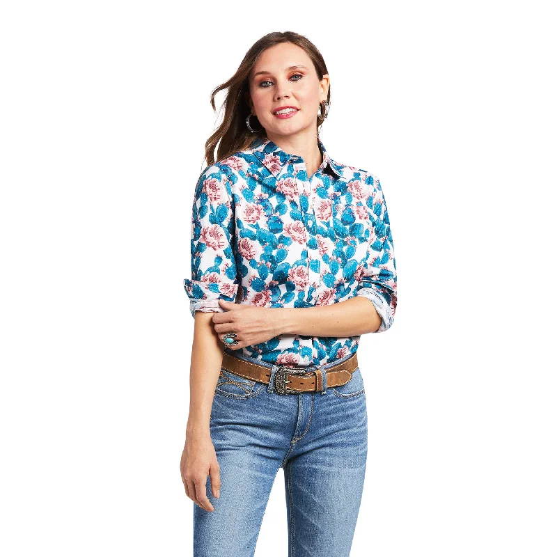 10039337 Ariat Wms Kirby Stretch Shirt Hibiscus cactus