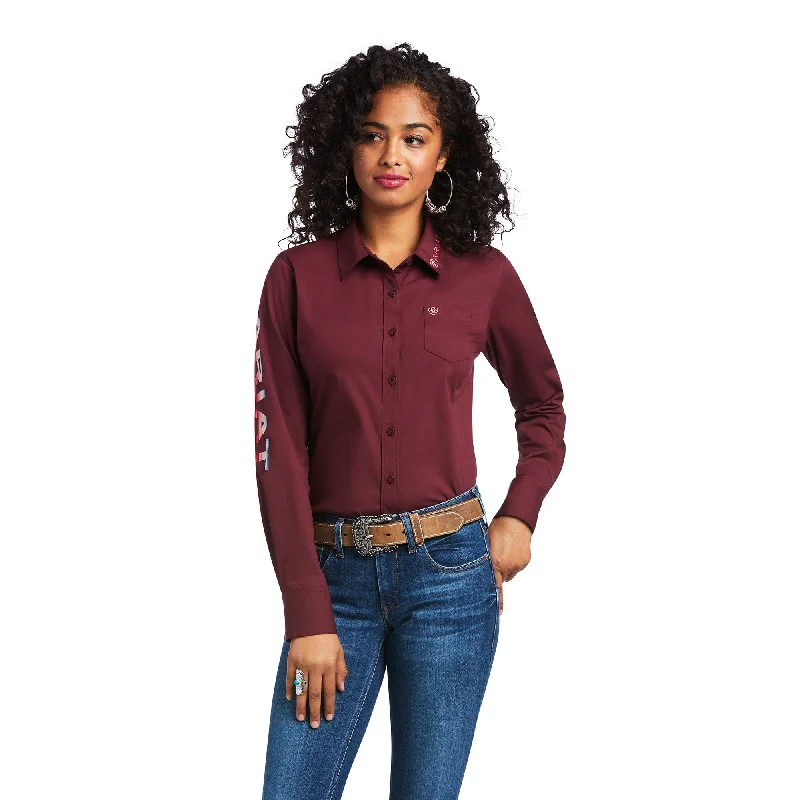 10039458 Ariat Wms Kirby Stretch Fit Shirt Zinfandel