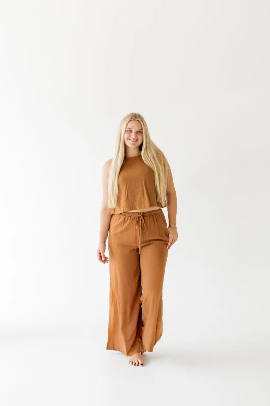 Katelyn Linen Tank & Pant Set | Brown