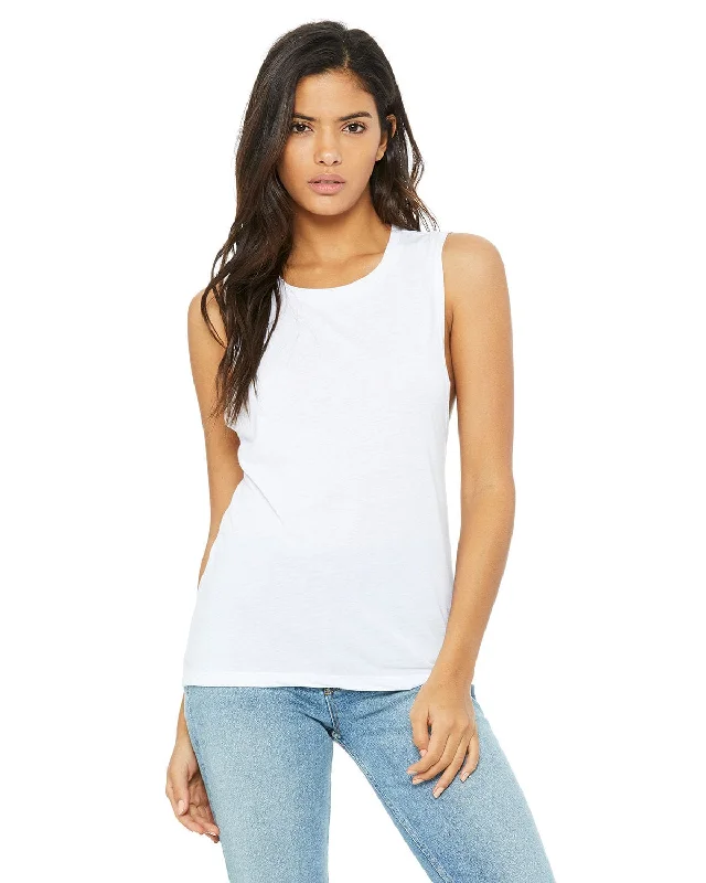 Bella+Canvas Ladies Flowy Scoop Muscle Tank | White