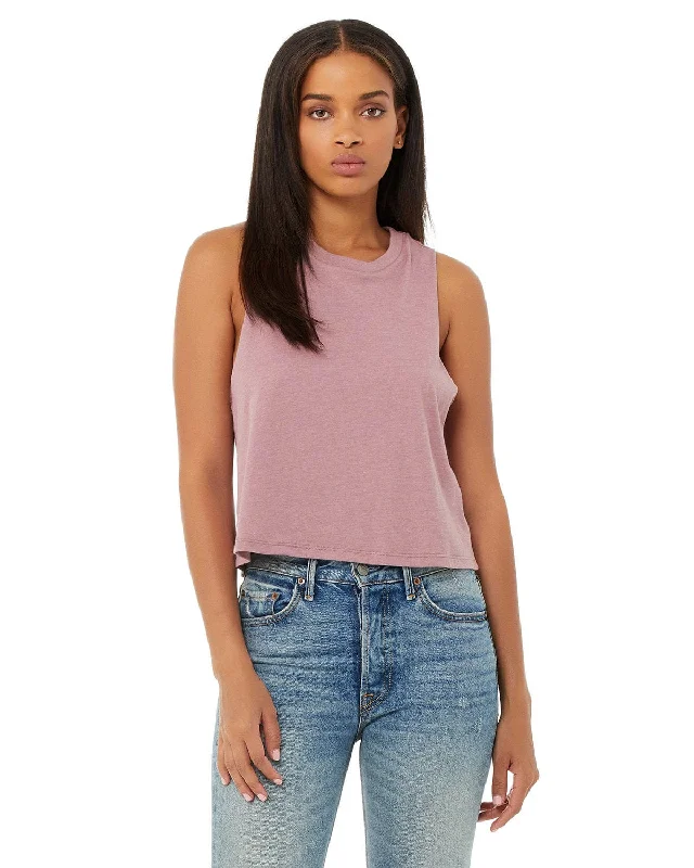 Bella+Canvas Ladies Racerback Cropped Tank | Heather Orchid