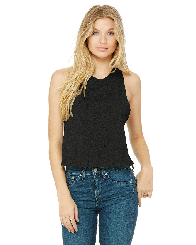 Bella+Canvas Ladies Racerback Cropped Tank | Solid Blk Blend