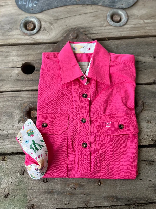 WWLS2387 Just Country Women's Jahna Hot Pink/White Llamas Workshirt