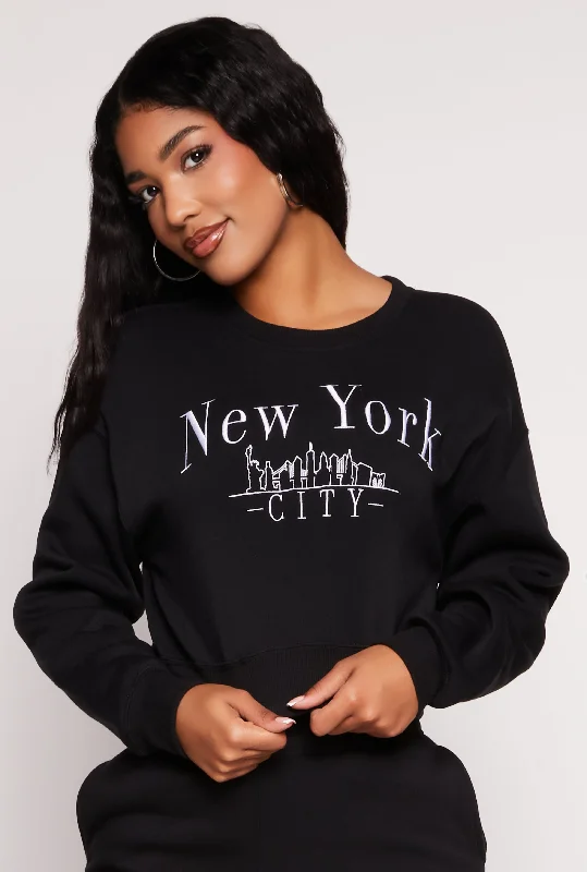 City Graphic Embroidered Pullover Sweatshirt