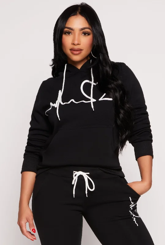 Heartbeat Graphic Pullover Hoodie