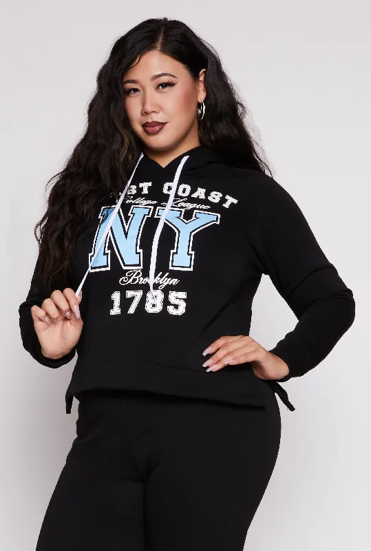 Plus Size East Coast NY Graphic Pullover Hoodie