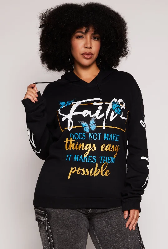 Plus Size Faith Graphic Pullover Hoodie