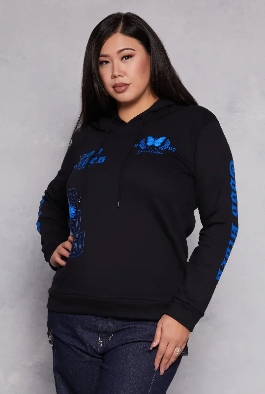 Plus Size Good Vibes Graphic Pullover Hoodie