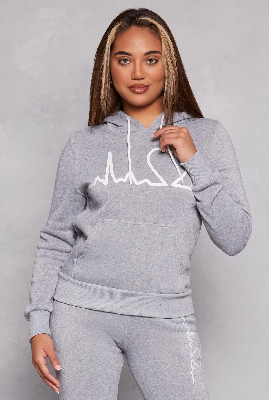 Heartbeat Graphic Pullover Hoodie