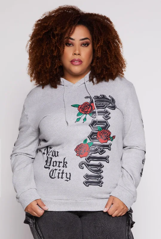 Plus Size Brooklyn New York City Graphic Pullover Hoodie