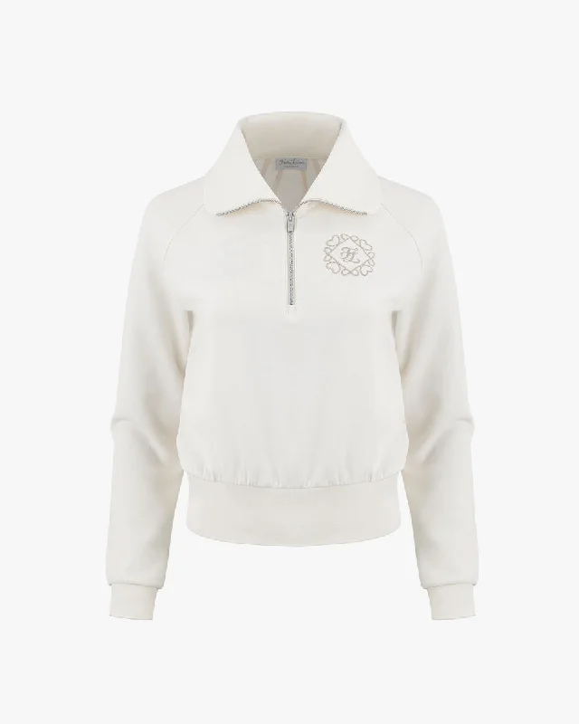 Memory Half Zip Up Pullover - Cream