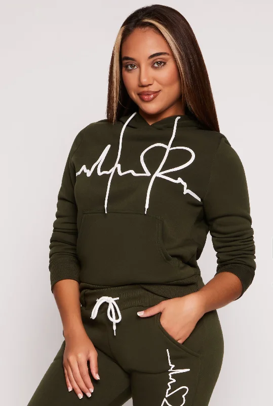 Heartbeat Graphic Pullover Hoodie