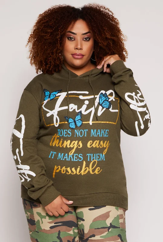 Plus Size Faith Graphic Pullover Hoodie