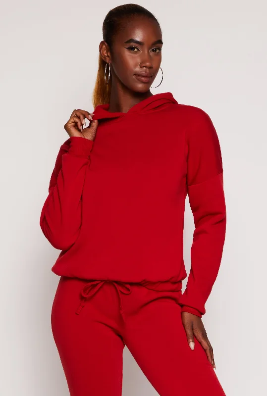 Drawstring Hem Pullover Hoodie