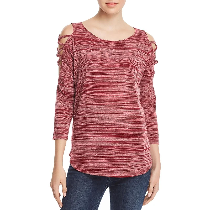 Status by Chenault Womens Space Dye Cut-Out Pullover Top