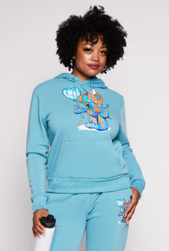 Plus Size Bear Graphic Pullover Hoodie