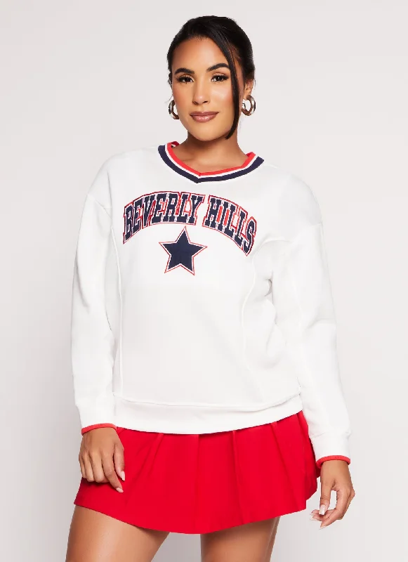 City Graphic V Neck Pullover Sweatshirt