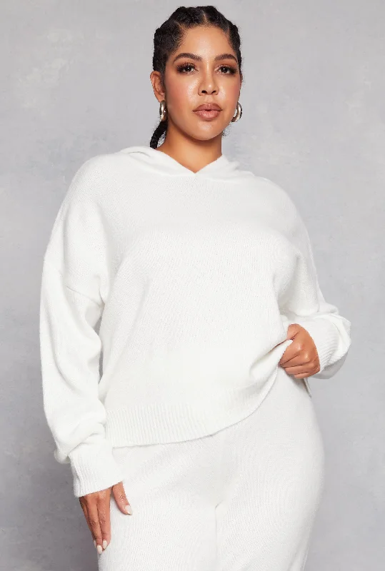 Plus Size Brushed Knit Pullover Hoodie