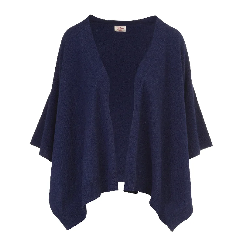 Cashmere Overlap Cardigan in Navy