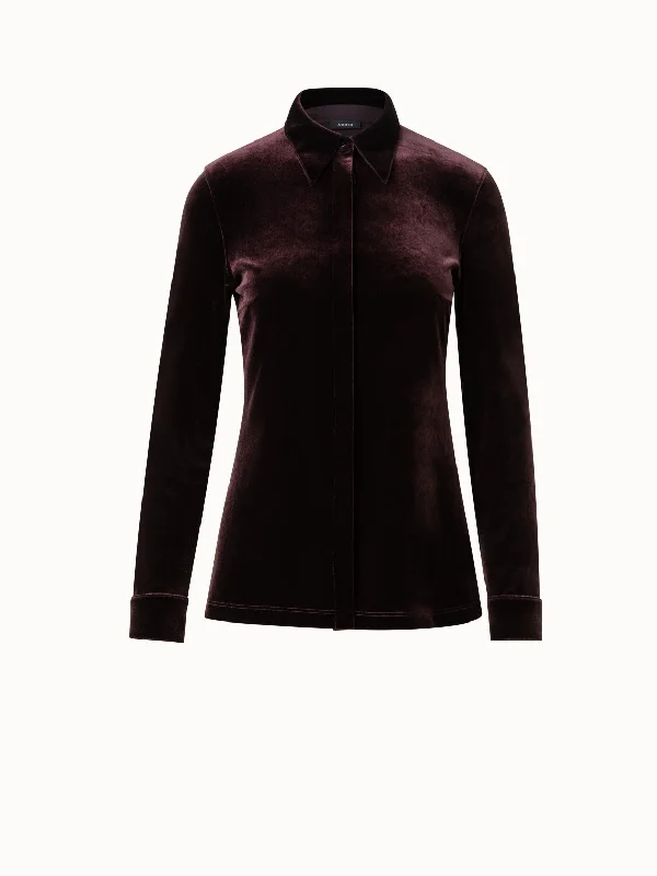 Fluid Velvet Mock Neck Pullover