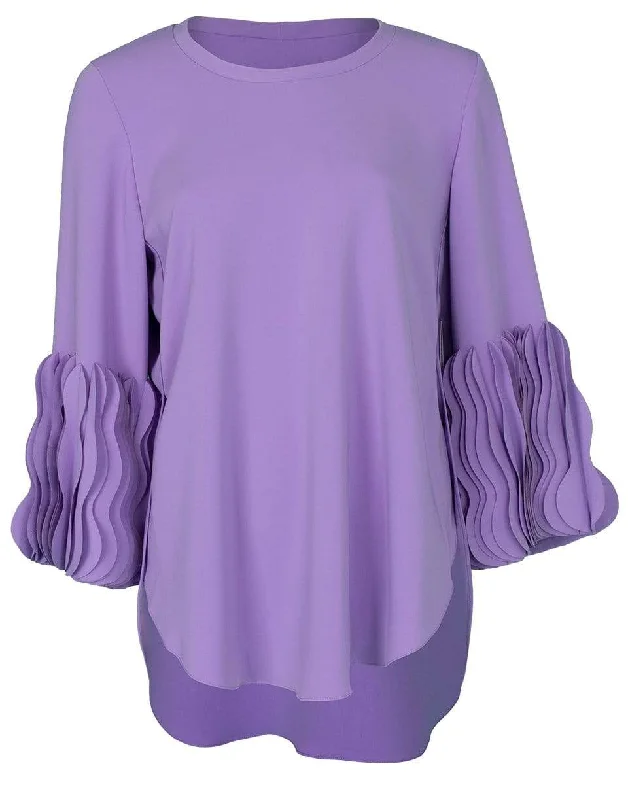 Lilac Wave Cuff Pullover Top